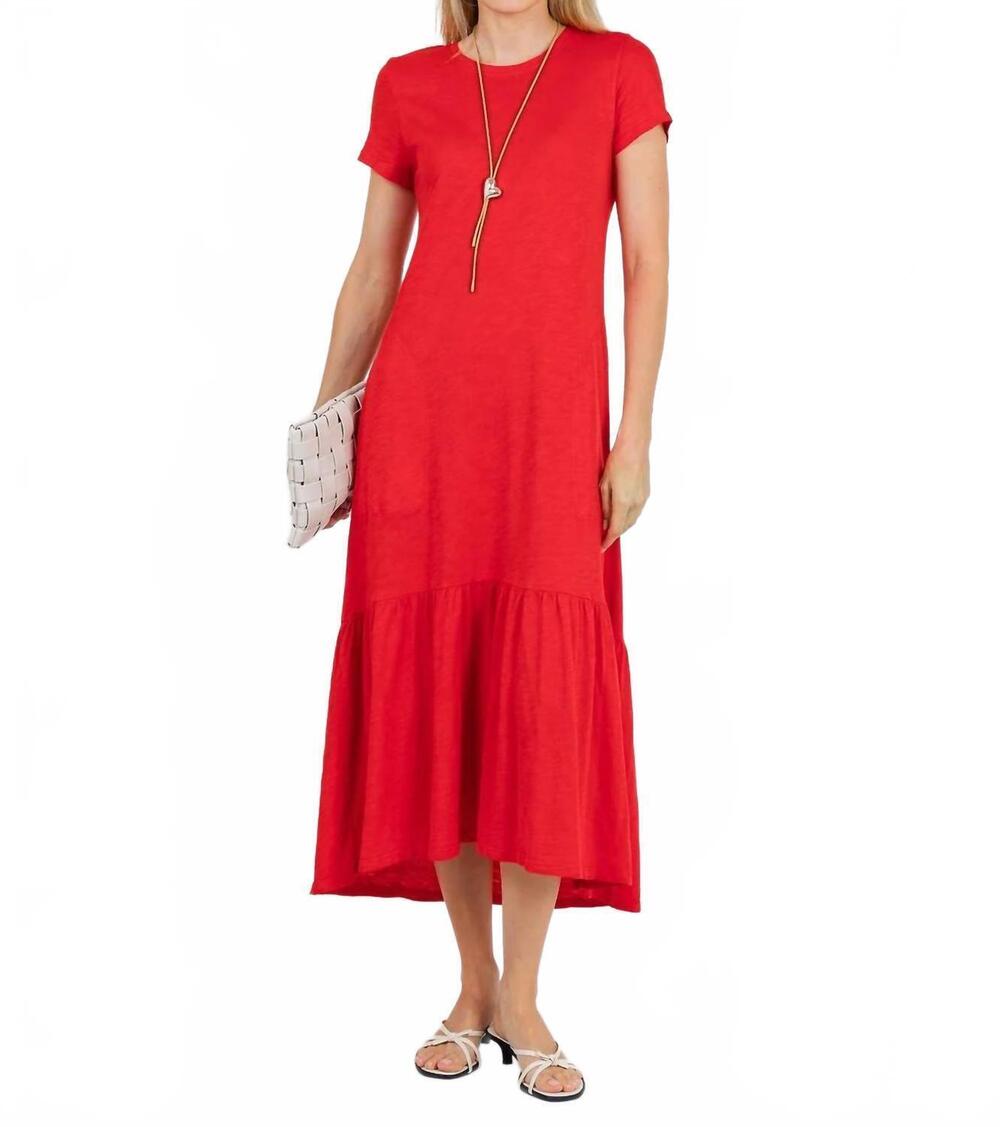 NEW ELLIOTT LAUREN susie short sleeve midi dress in cherry